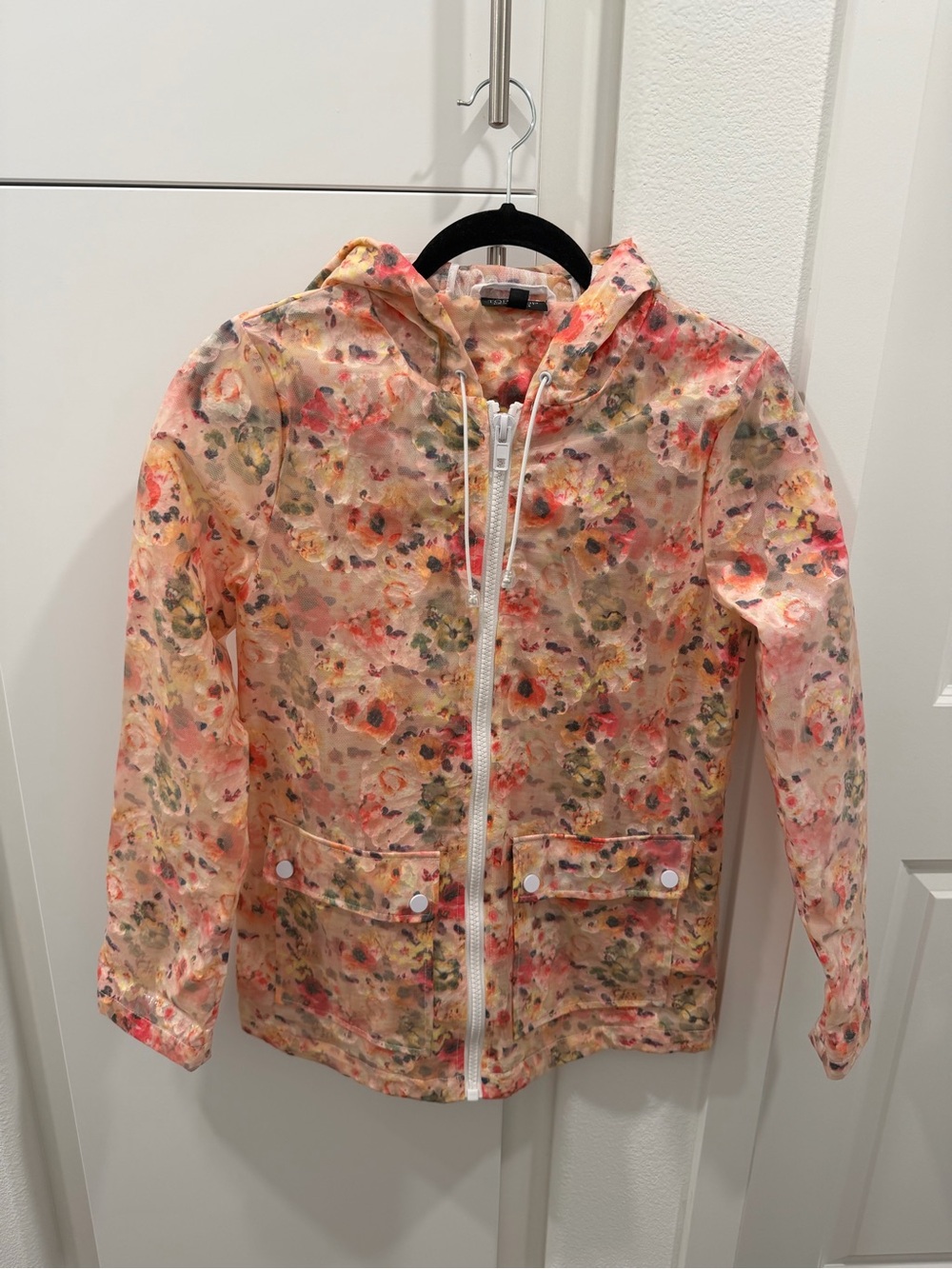 Topshop Pink Floral Hooded Raincoat Lace inside